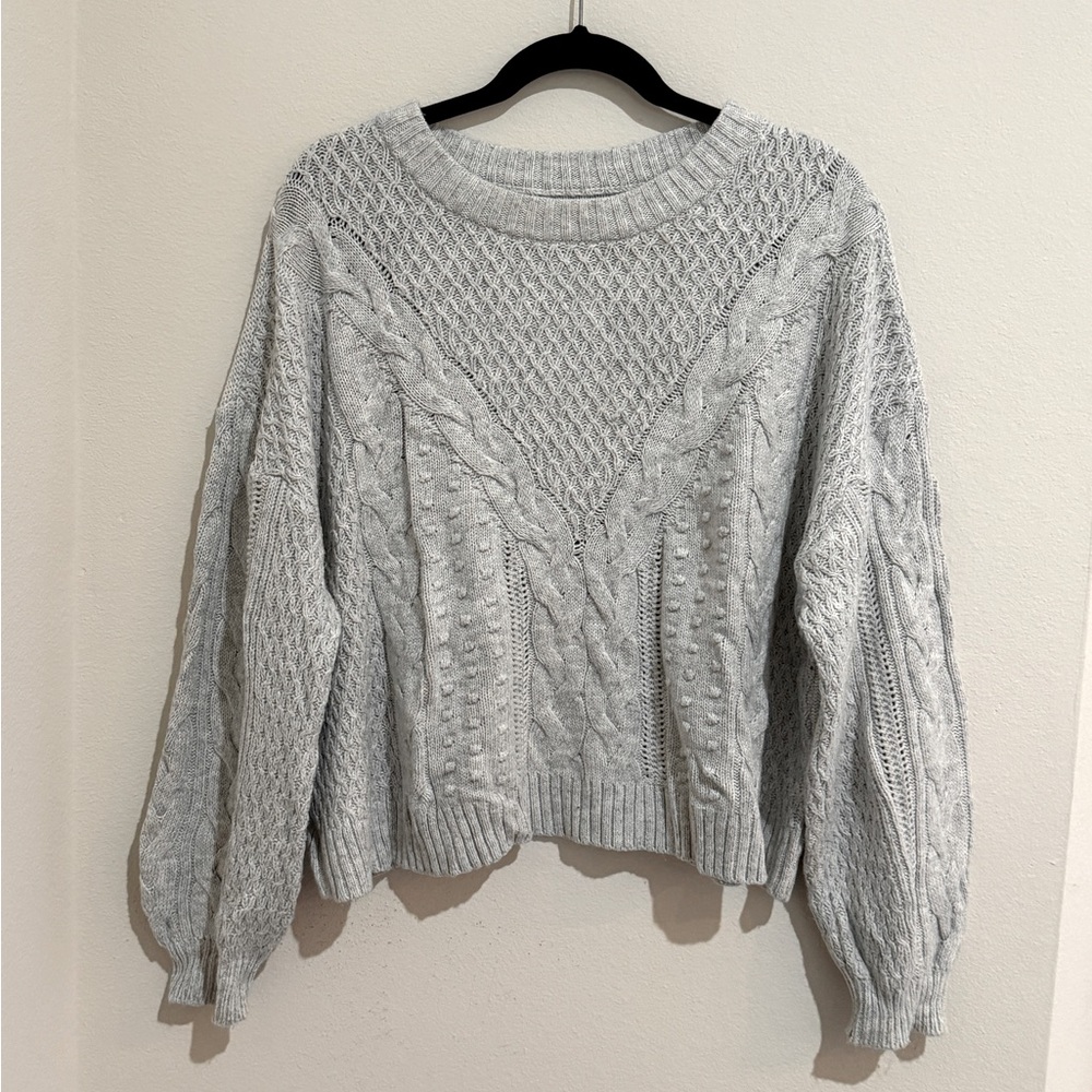 BP Gray Cable Knit Sweater Cropped